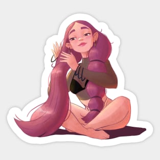 The girl with braids Sticker